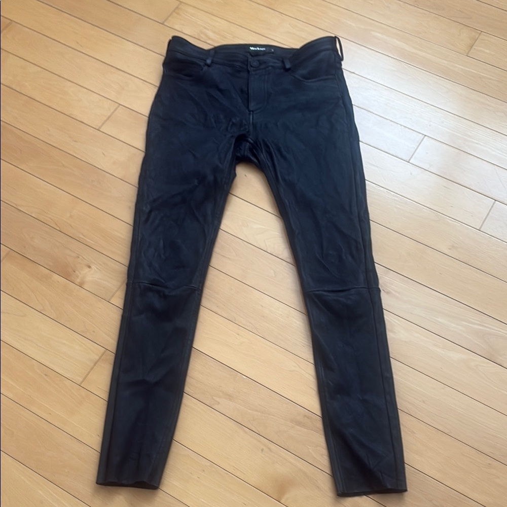 Women’s black leather pants